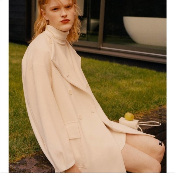 NWT Zara Double Breasted Coat Winter White - Picture 1 of 15